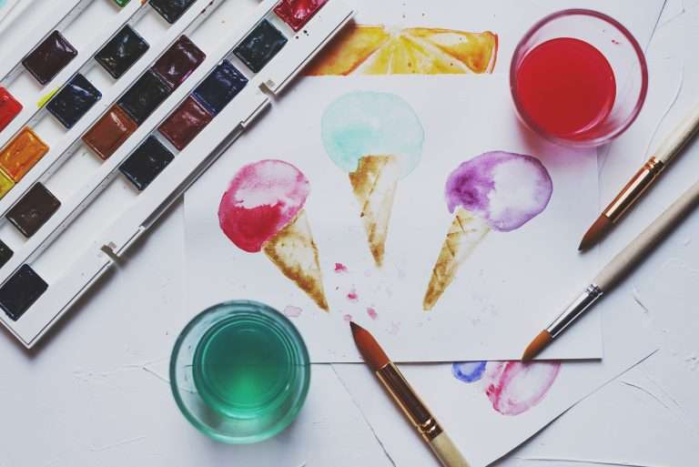 Palette of watercolor paints